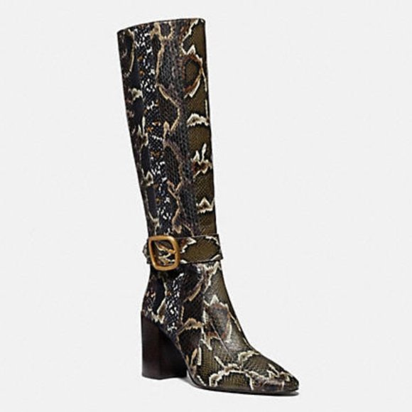 Coach Evelyn Boot In Snakeskin Oxblood/Natural Multi Size 6 - Picture 1 of 4